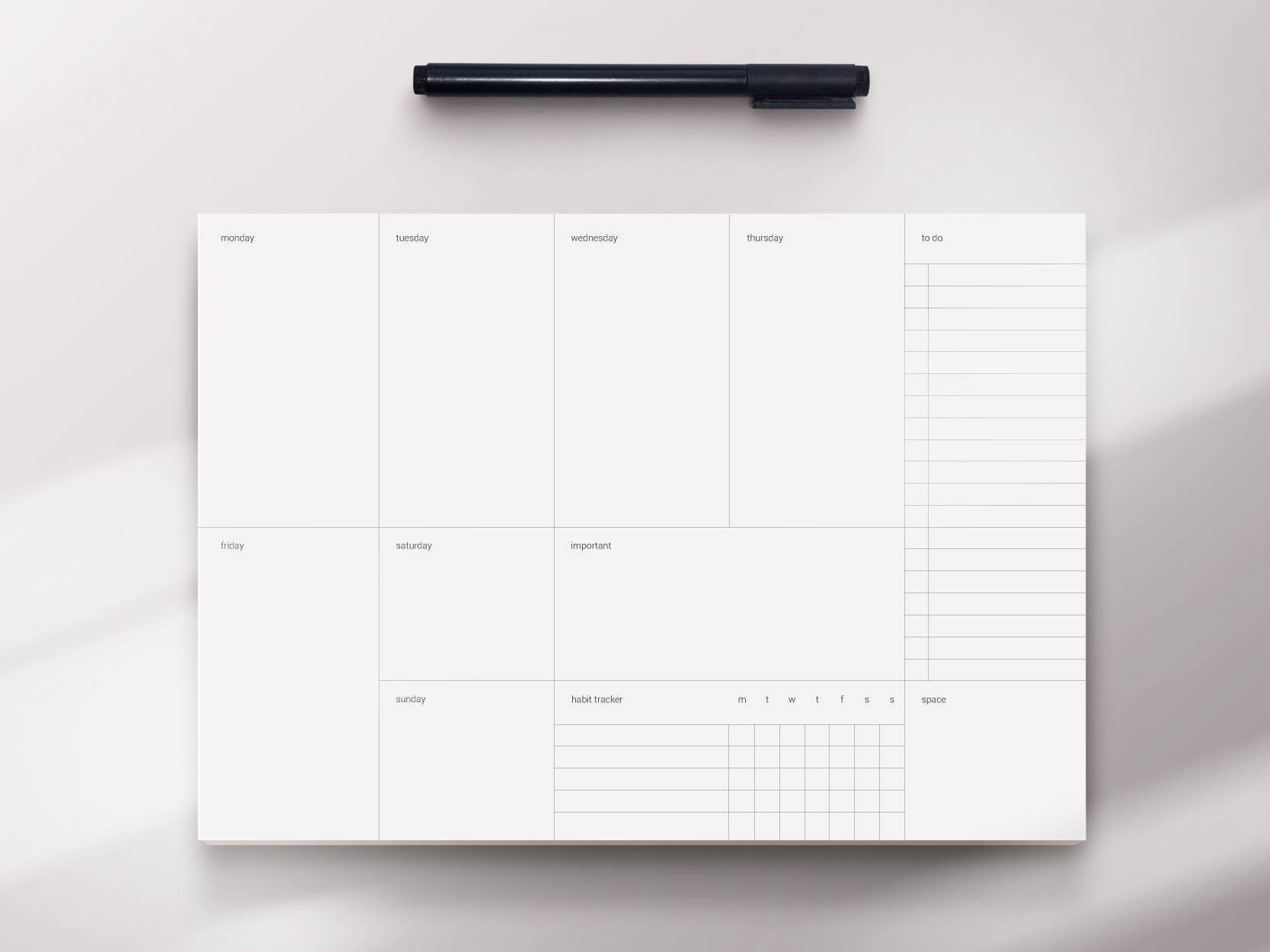 Weekly Desk Planner "Plain"