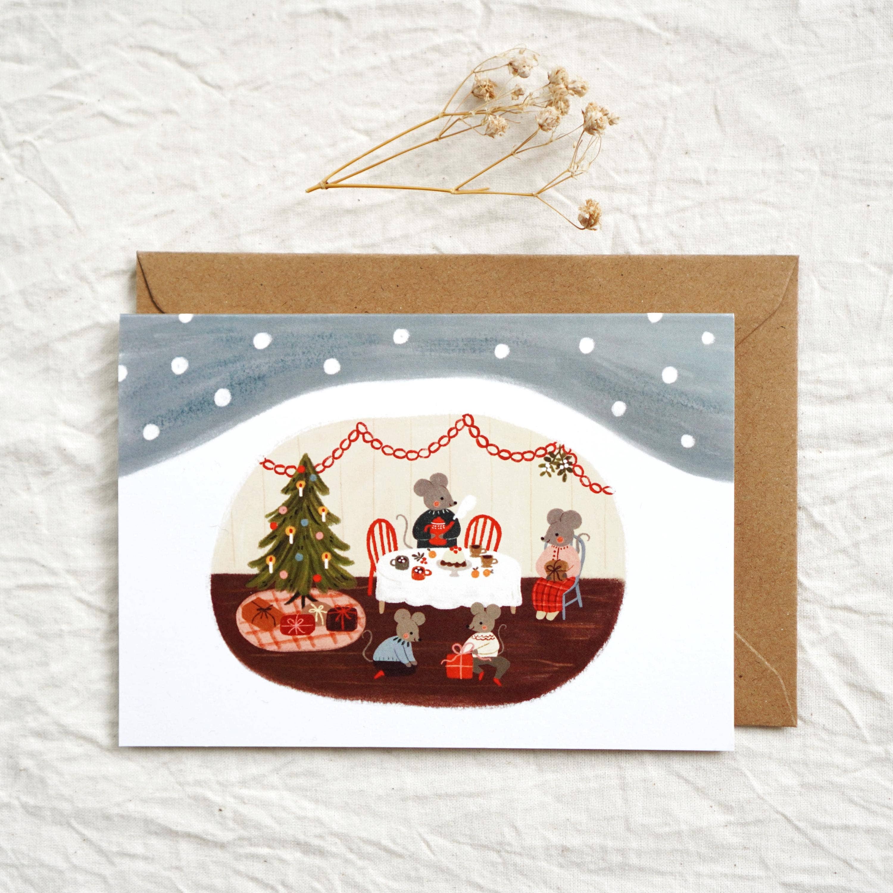 Christmas in the Mouse House | Kort med konvolutt
