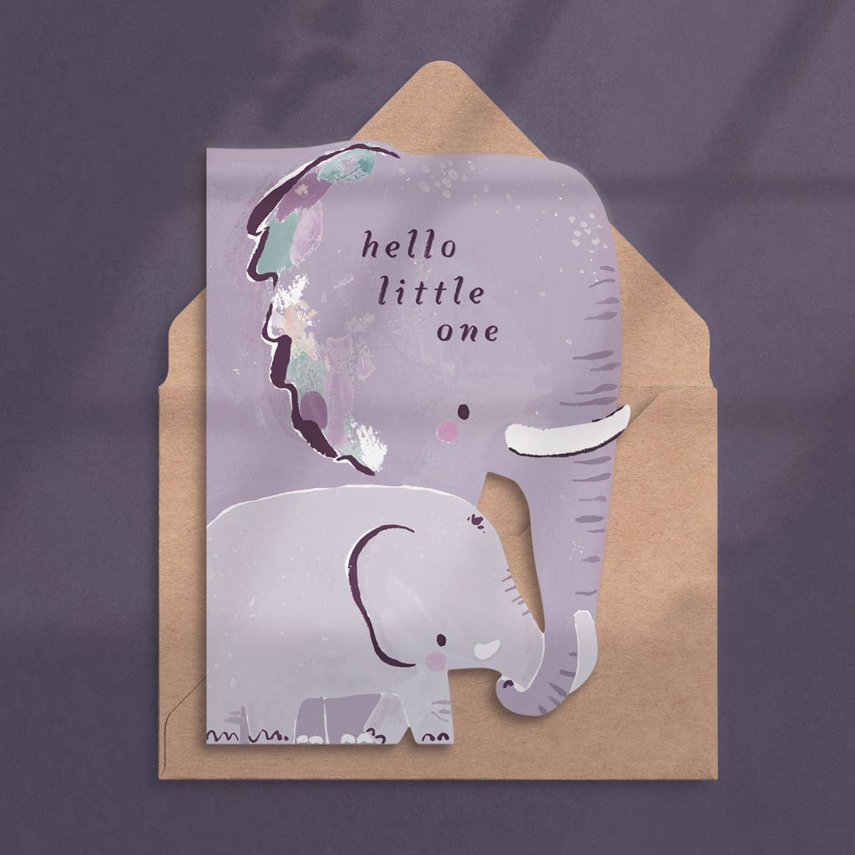 Elephant New Baby | Dobbelt kort med konvolutt