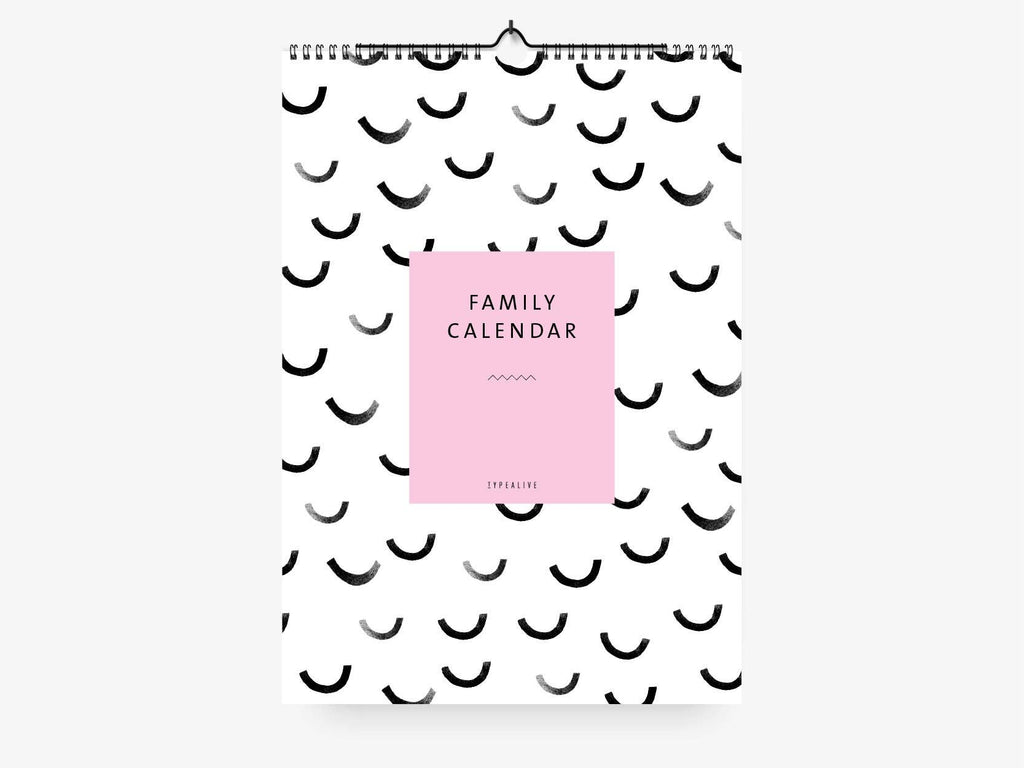 Stor familiekalender A3 Black & White