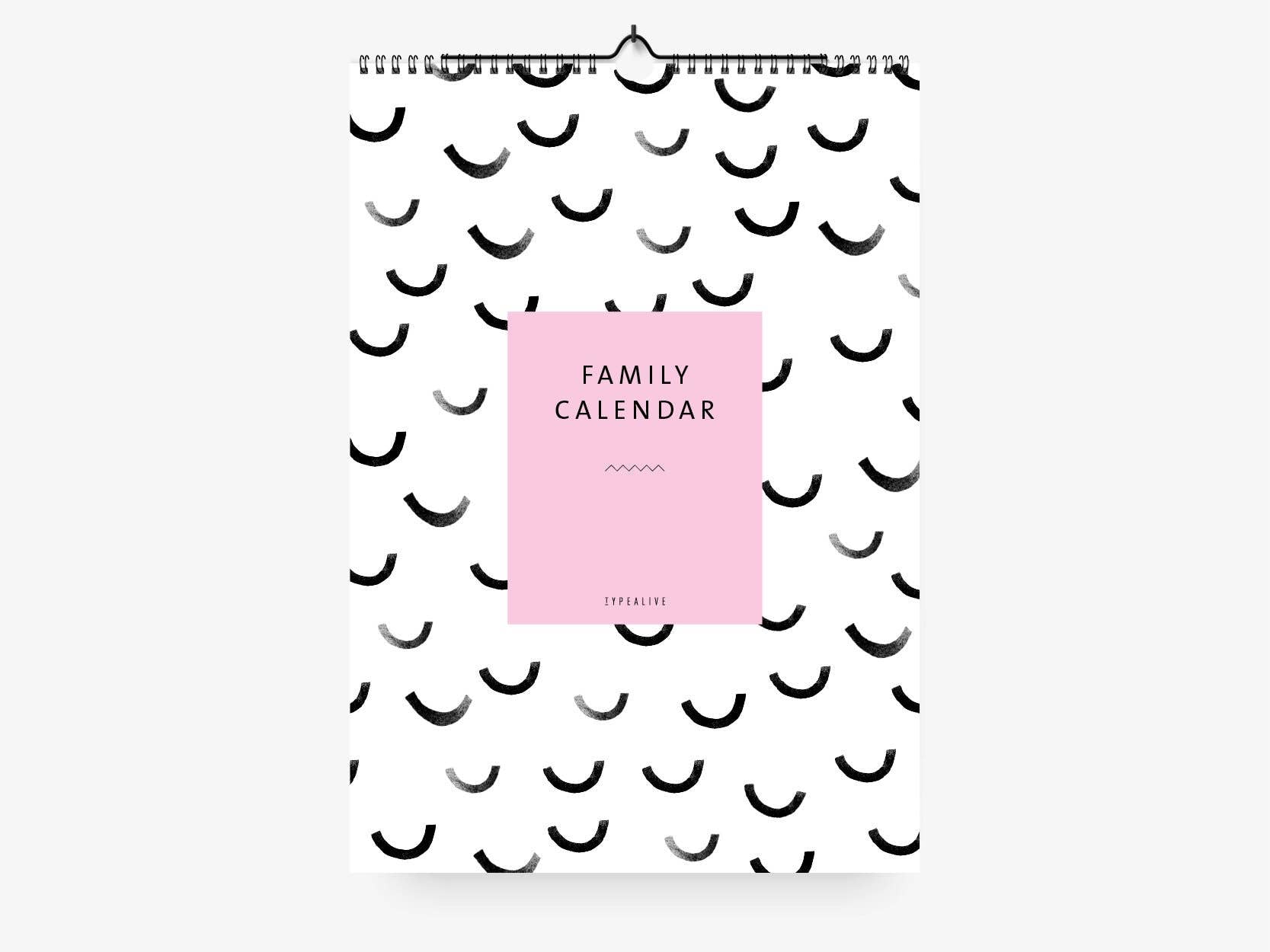 Stor familiekalender A3 Black & White