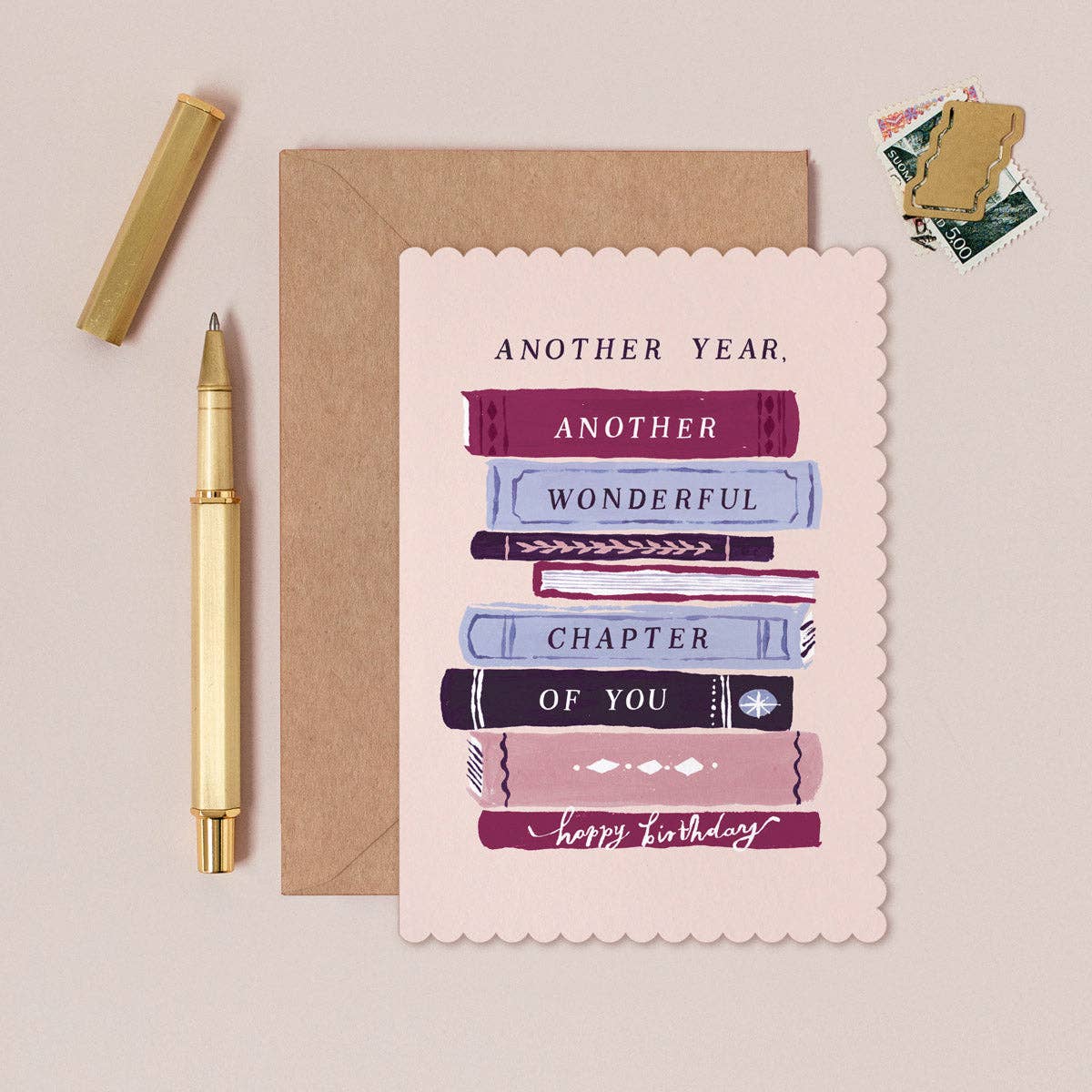 Bookish Birthday | Dobbelt kort med konvolutt