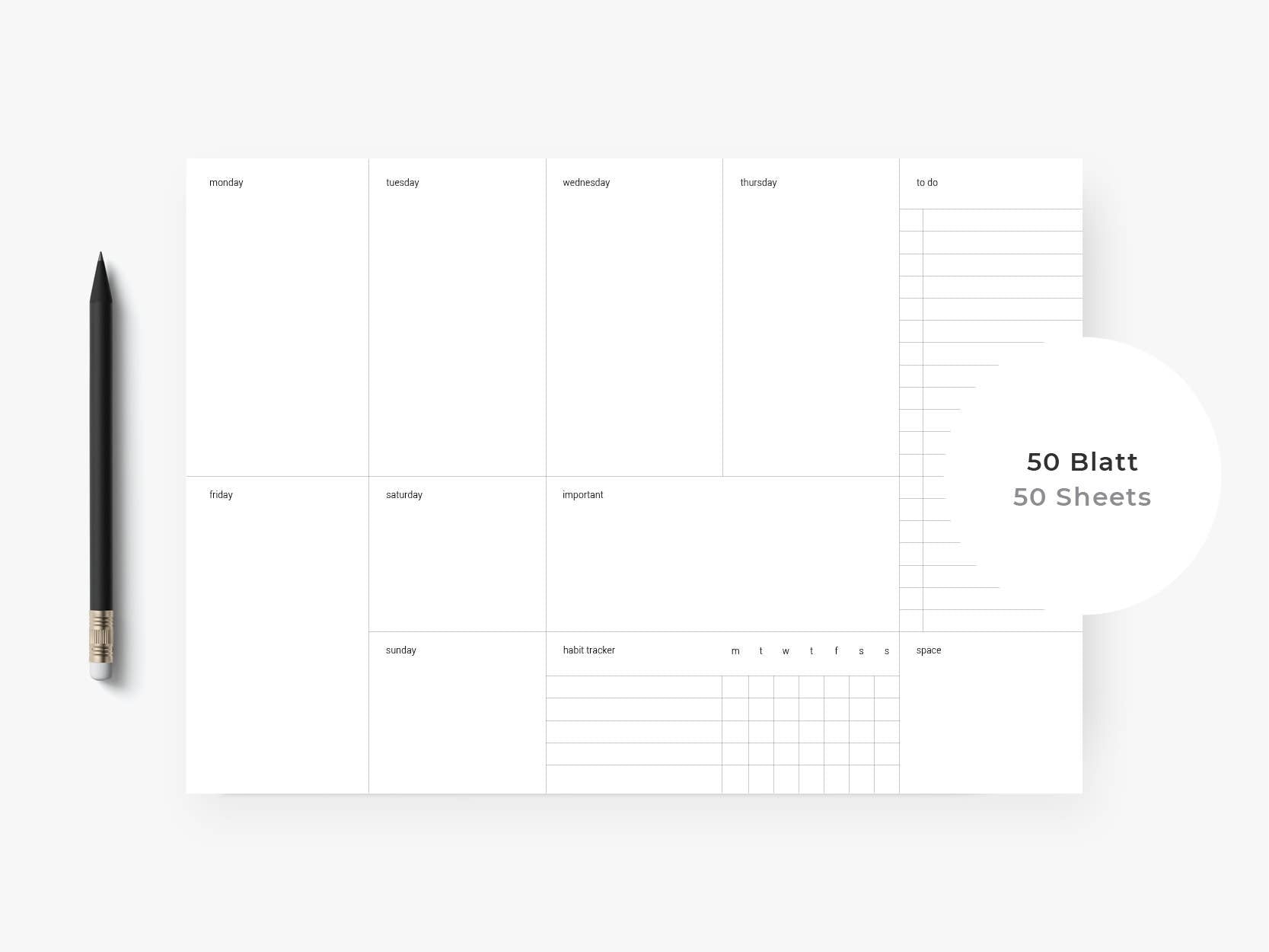 Weekly Desk Planner "Plain"