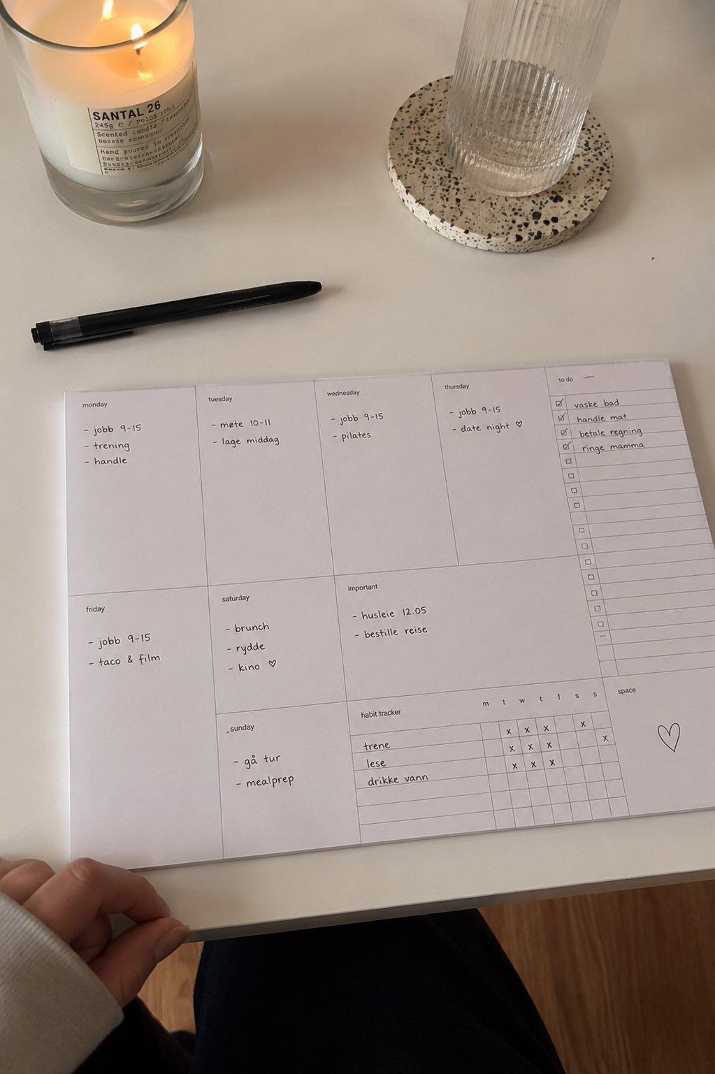 Weekly Desk Planner "Plain"