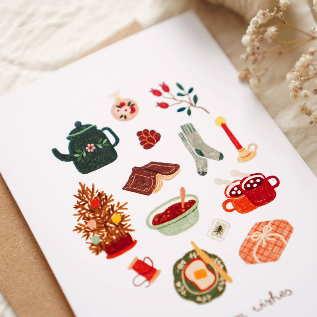 Warm Wishes | Dobbelt kort med konvolutt