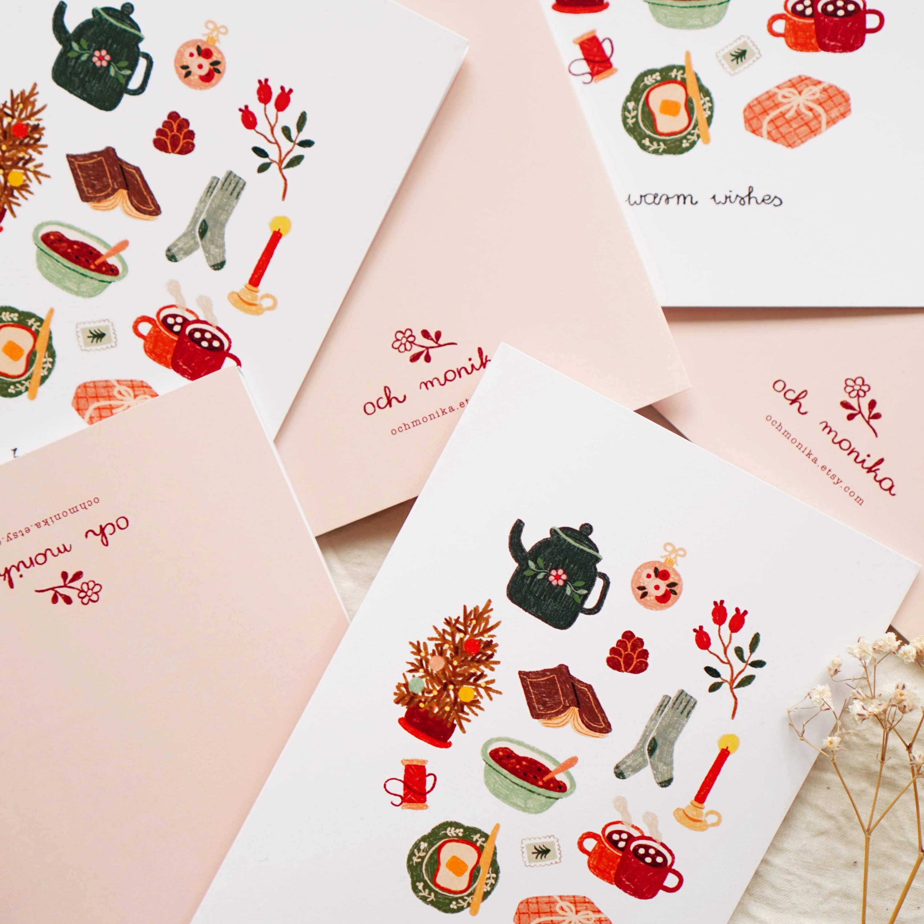 Warm Wishes | Dobbelt kort med konvolutt