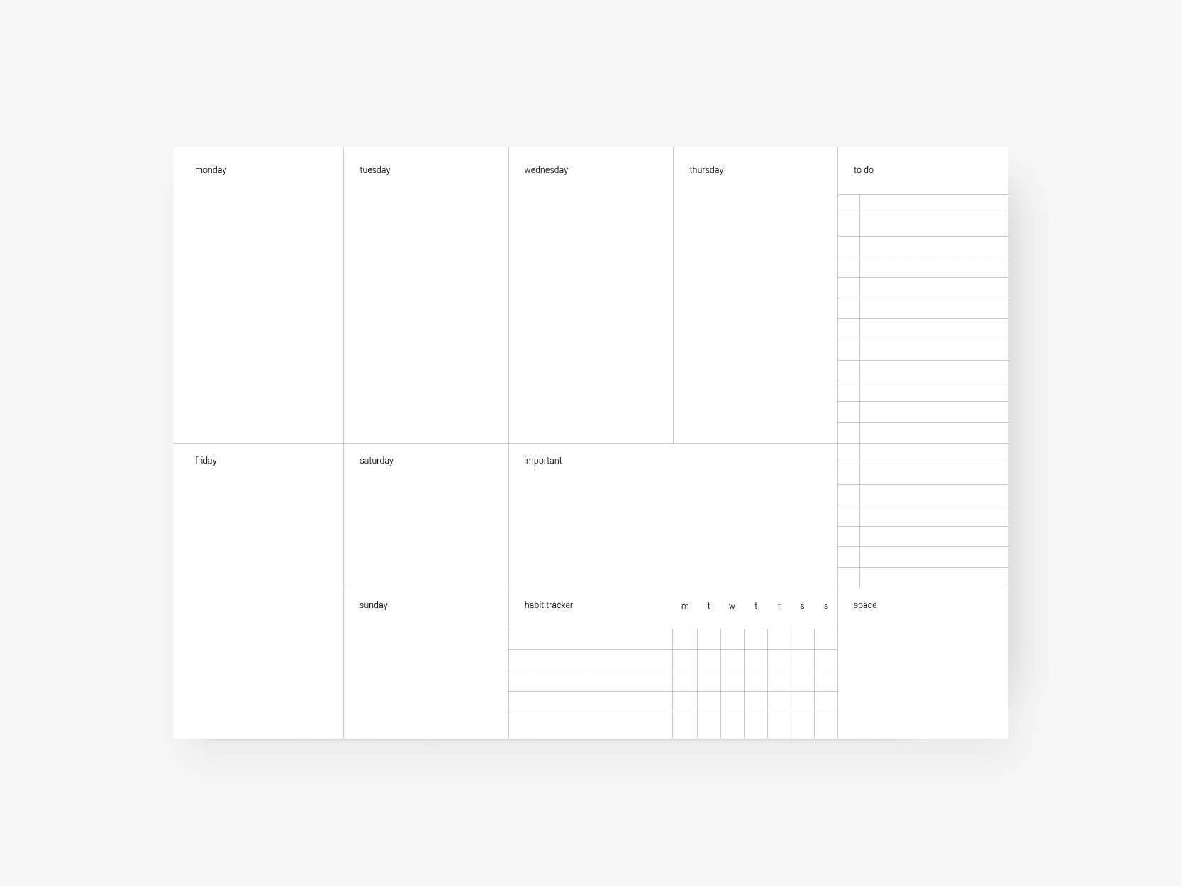 Weekly Desk Planner "Plain"