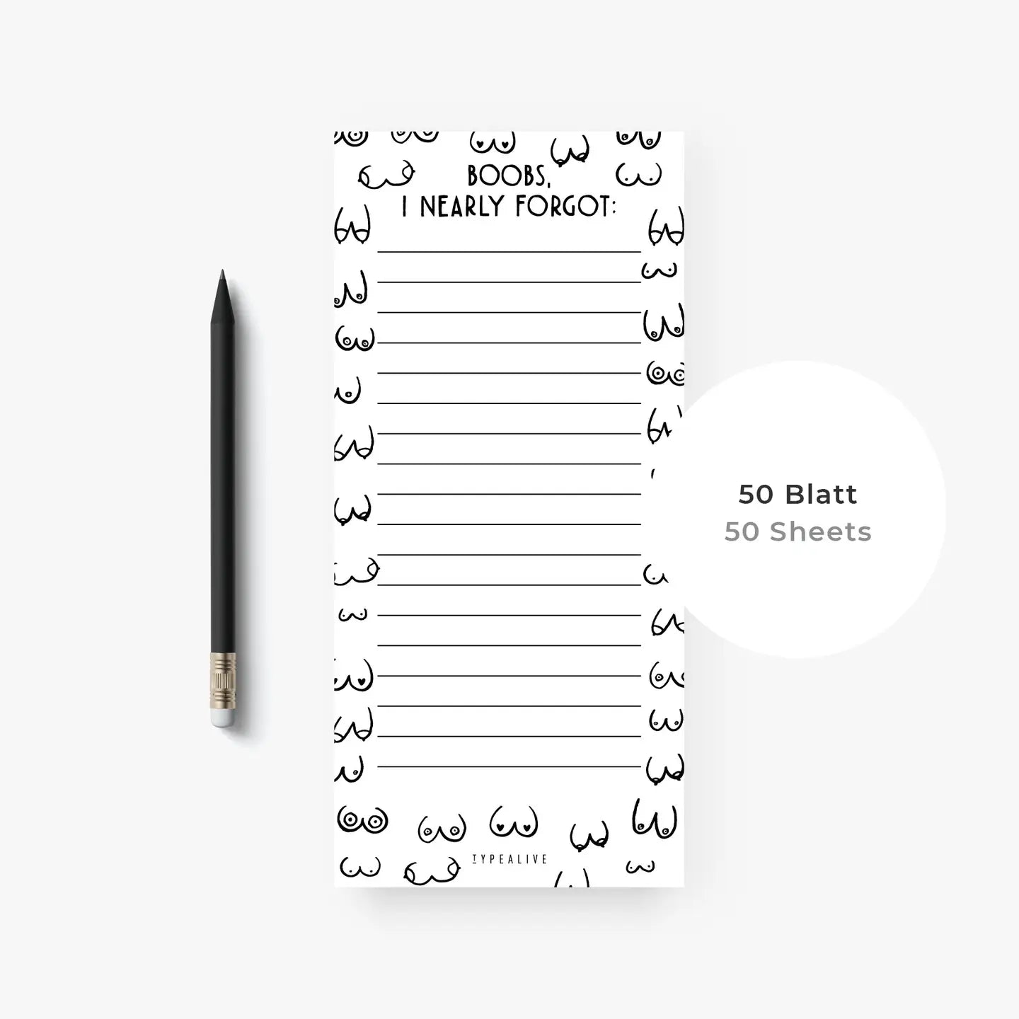 Notepad "Boobs I Nearly Forgot"